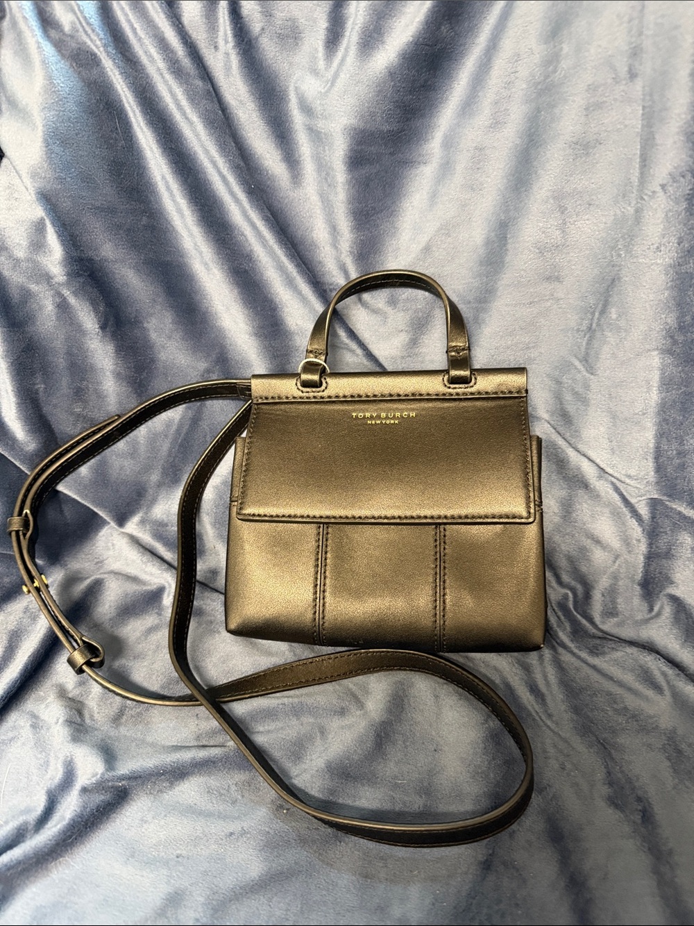 Tory Burch Black Leather Mini Top-Handle Crossbody